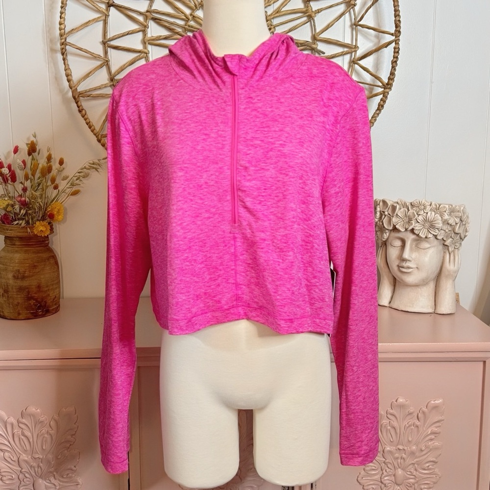 90 Degree By Reflex Magenta Half-Zip lightweight Cropped Hoodie XL‎
